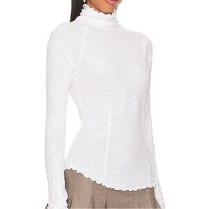 Free People Intimately | Make It Easy Thermal Long Sleeve | White Top | NWT